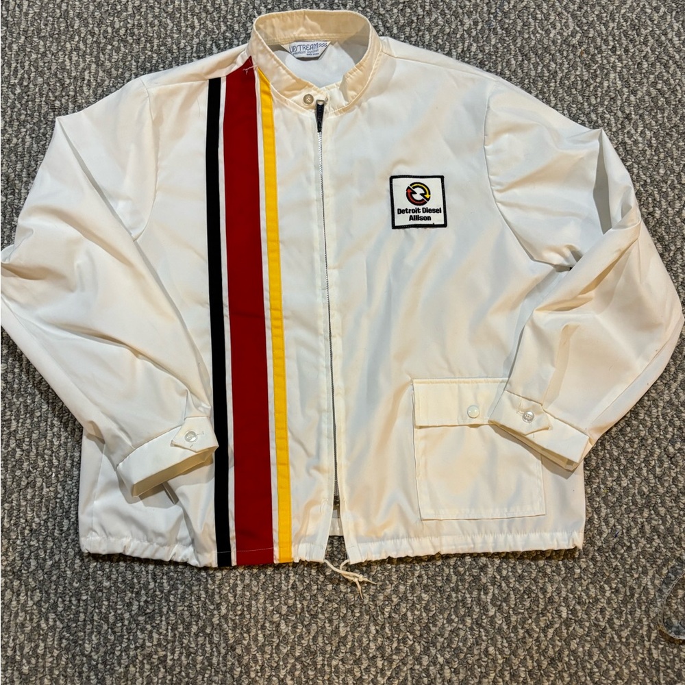 Vintage 1970s white Upstream racing jacket "Detroit Diesel Allison"